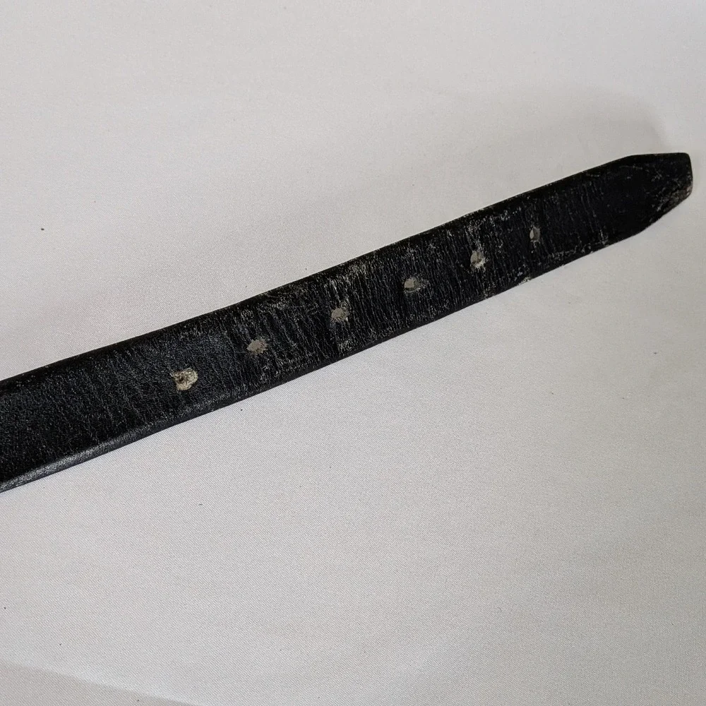 Vintage Canterbury‎ Black Leather Belt with Brass Buckle – Size 44